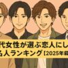 20代女性が選ぶ恋人にしたい有名人ランキング【2025年最新版】