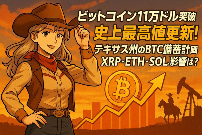 ビットコイン11万ドル突破で史上最高値更新！テキサス州のBTC備蓄計画とXRP・ETH・SOLへの影響は？