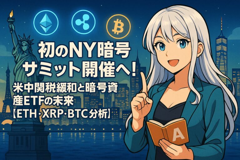初のNY暗号サミット開催へ！米中関税緩和と暗号資産ETFの未来【ETH・XRP・BTC分析】